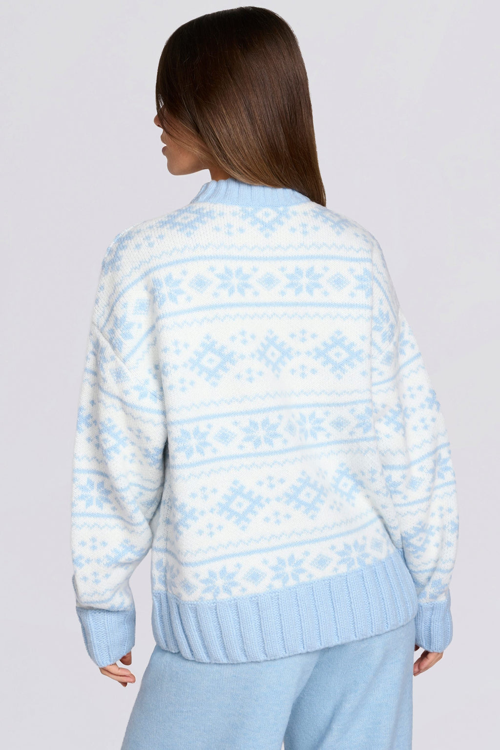 Jacquard-Knit Oversized Jumper in Powder Blue