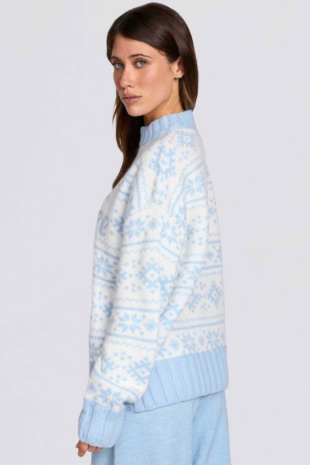 Jacquard-Knit Oversized Jumper in Powder Blue