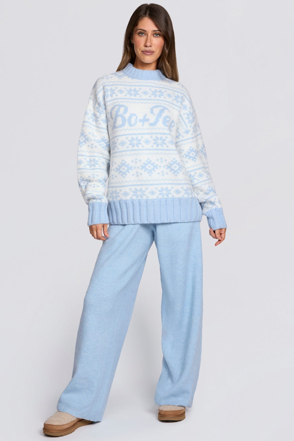 Jacquard-Knit Oversized Jumper in Powder Blue