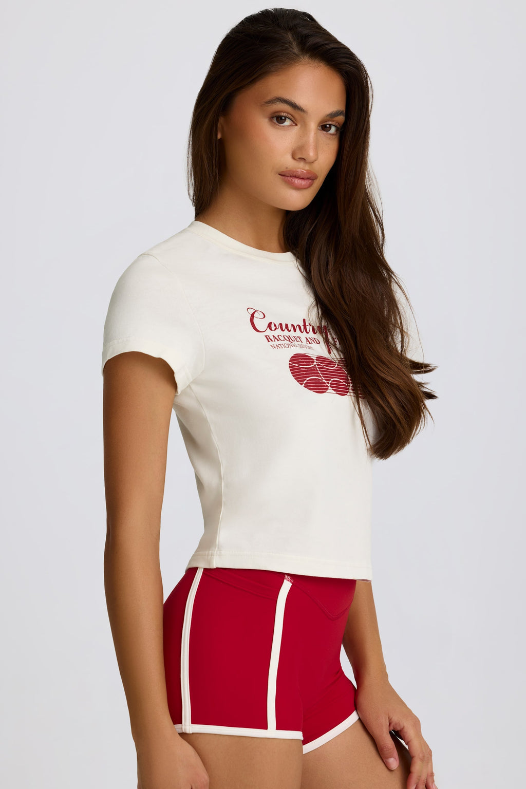 Cropped Graphic T-Shirt in Ivory