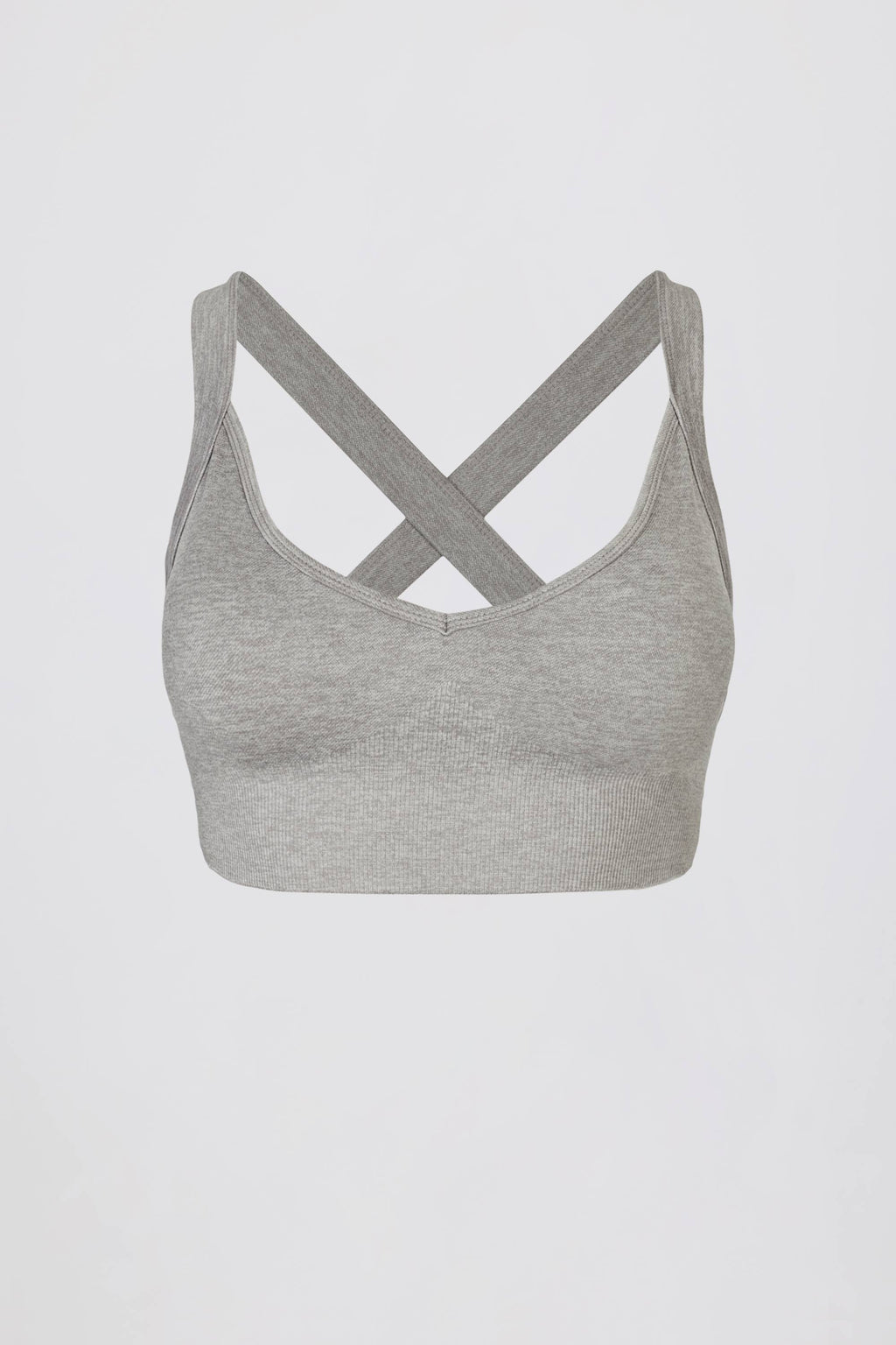 Super Sculpt Seamless Crossback Sports Bra in Grey Marl