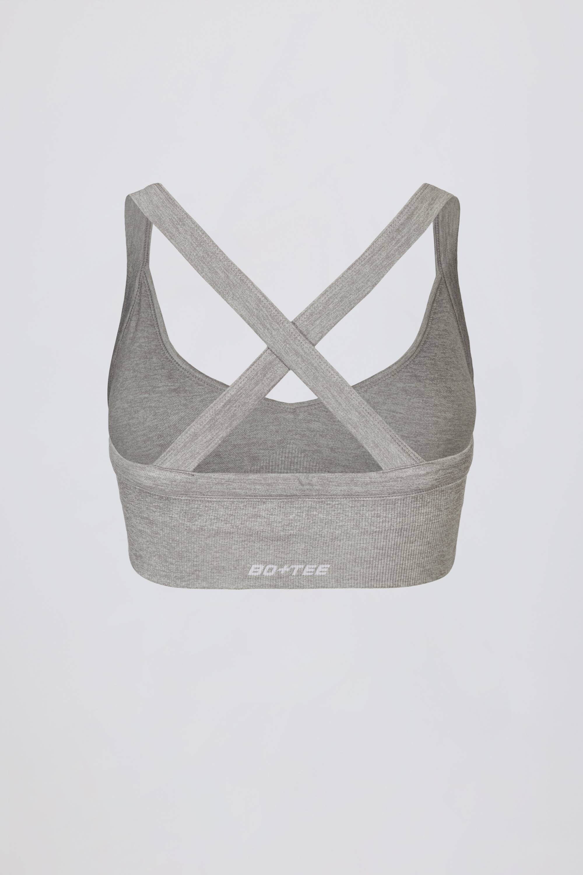 Super Sculpt Seamless Crossback Sports Bra in Grey Marl