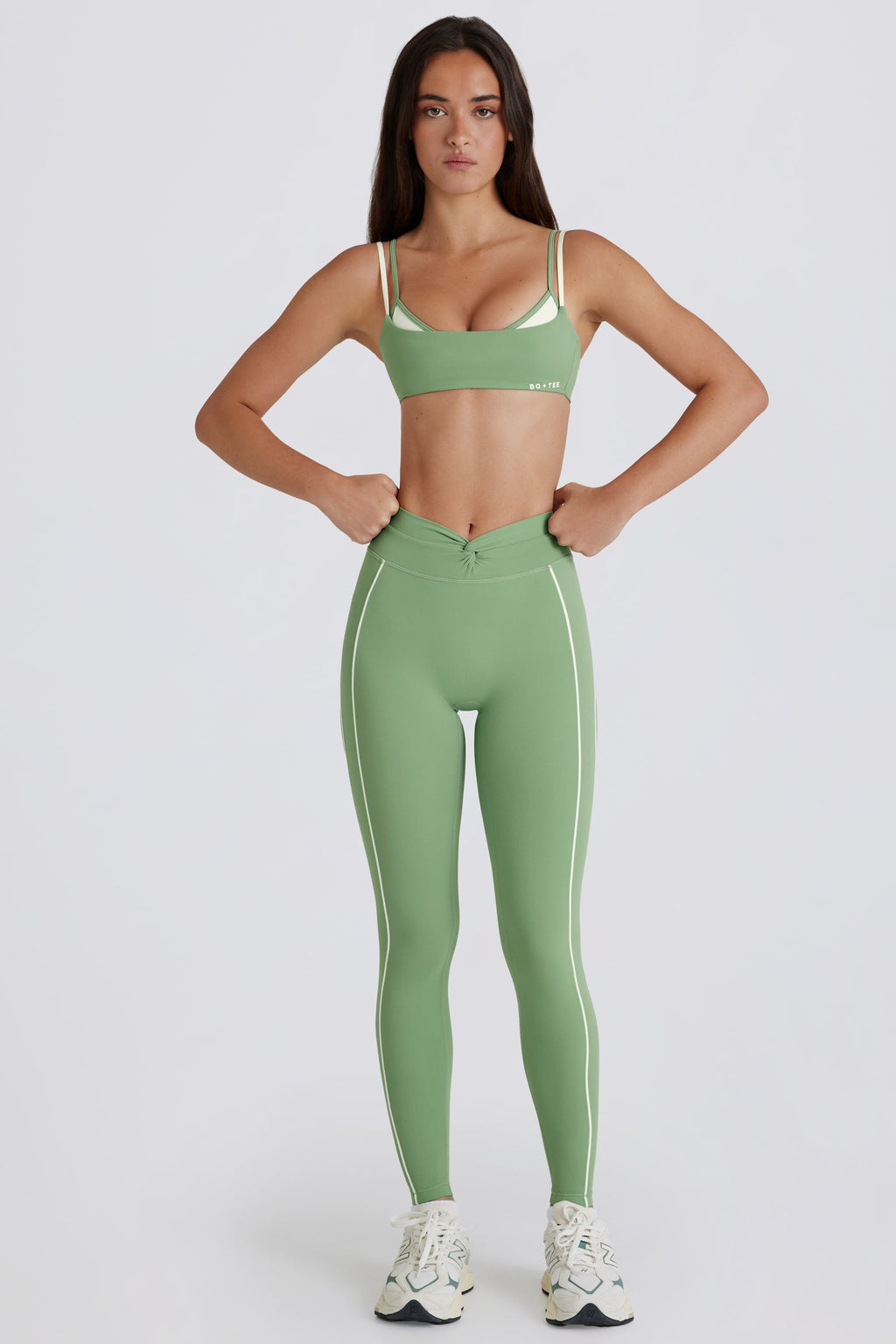 Soft Active Twist-Front Leggings in Green