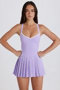 Soft Active Crossback Pleated Tennis Dress in Lilac