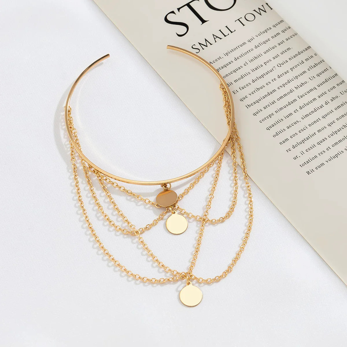 Gzixy | Tassel Chain Cross Arm Bracelet for Women – Metal Sleeve Hoop Jewelry Accessory