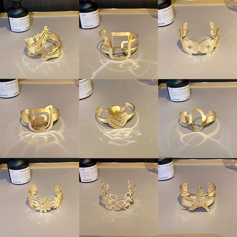 Gzixy | Exaggerated Gold Arm Bracelet for Women – European Style Holiday Metal Jewelry Accessory