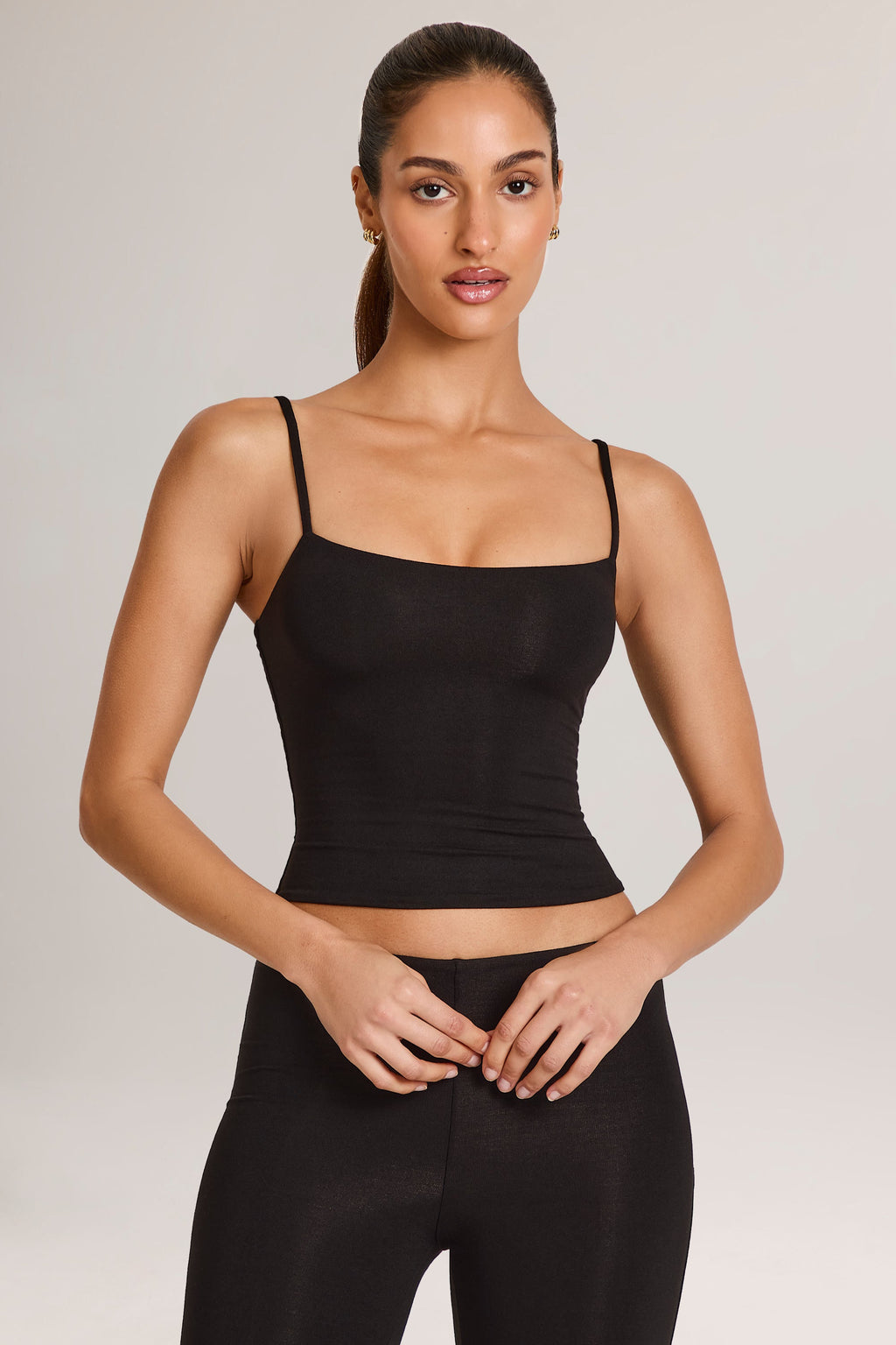 Modal Scoop-Neck Tank Top in Black