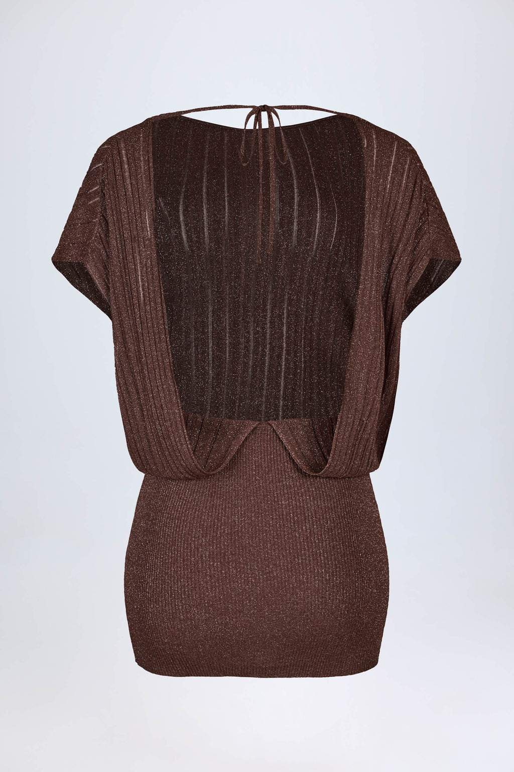 Backless Batwing Mini Dress in Bronze