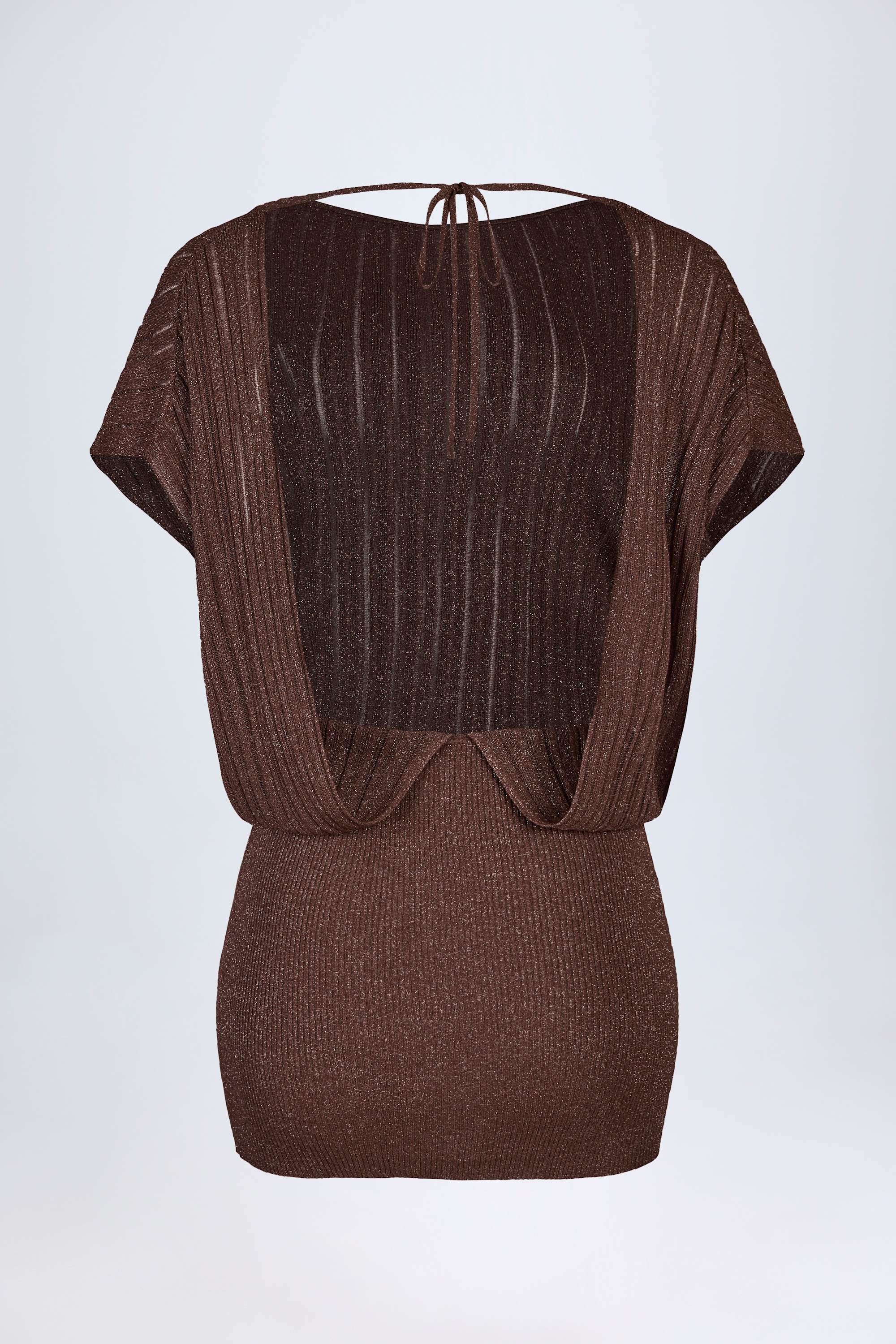 Backless Batwing Mini Dress in Bronze