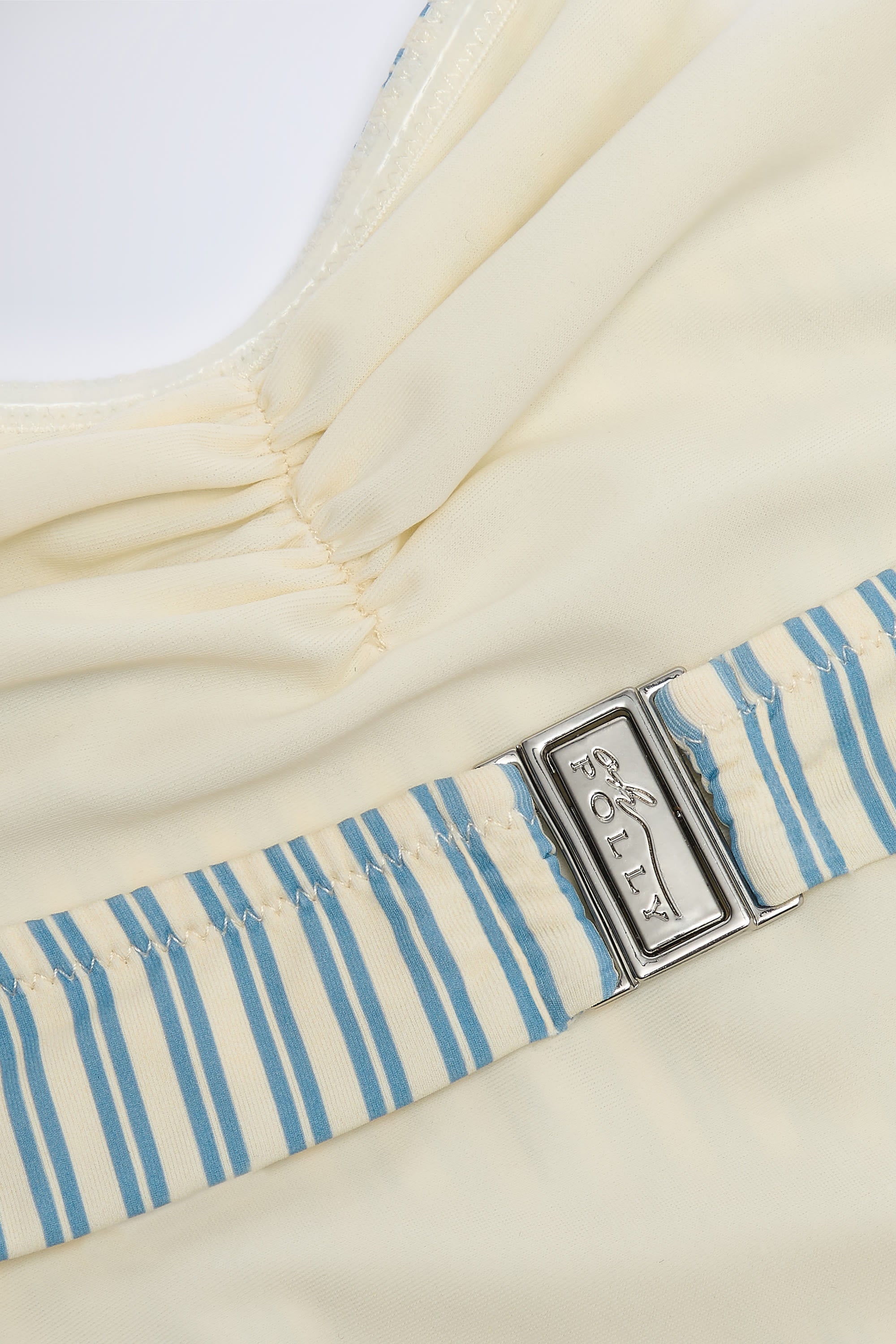 Cut-Out Halterneck Swimsuit in Teal Double Stripe