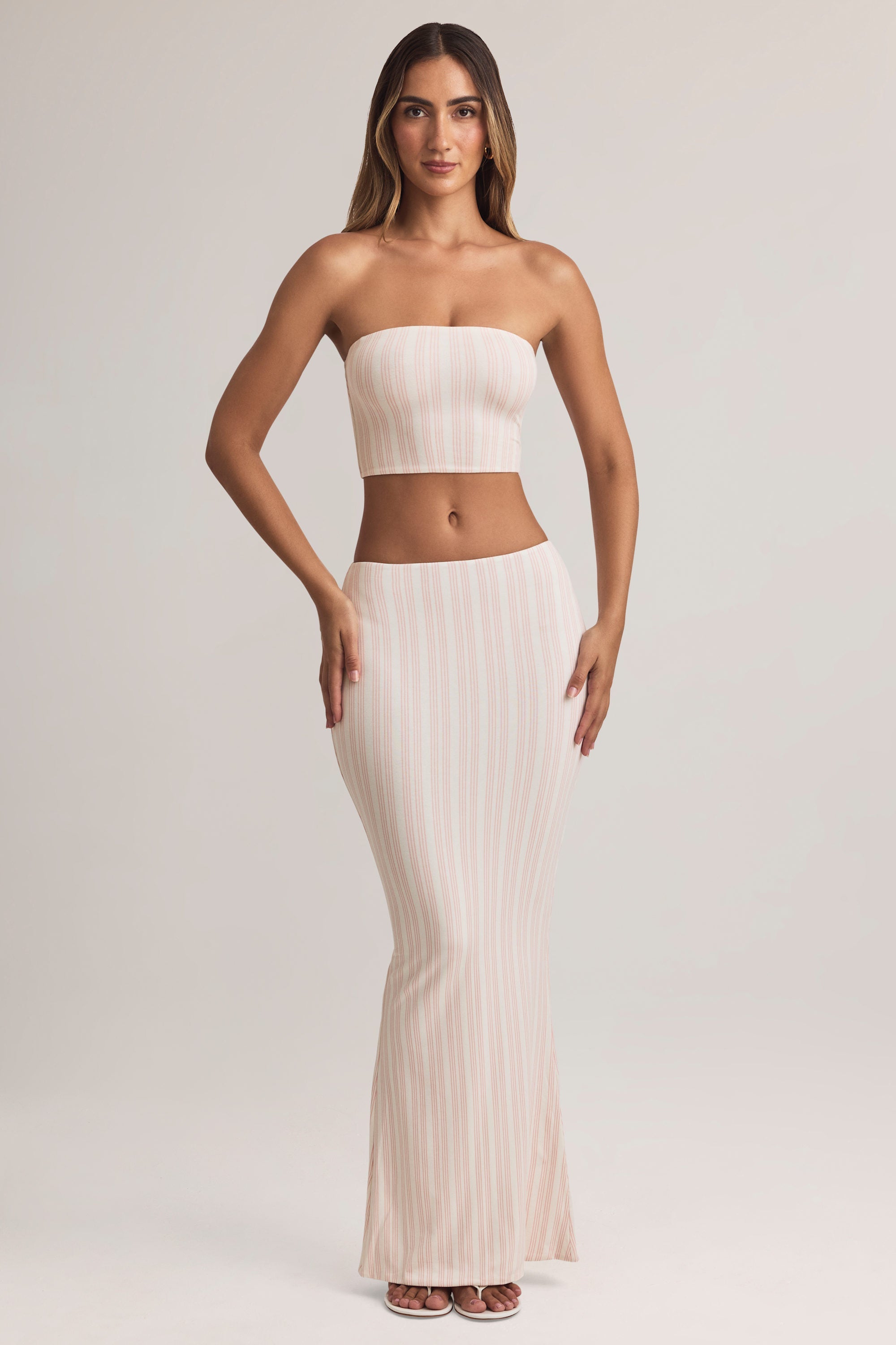 Modal Mid-Rise Maxi Skirt in Stripe Print