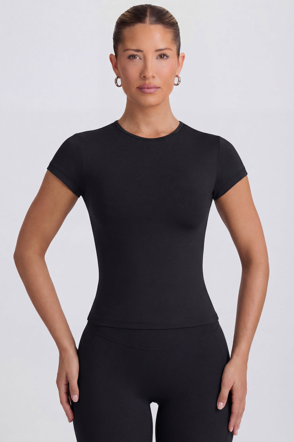 Cut-Out Longline T-Shirt in Black