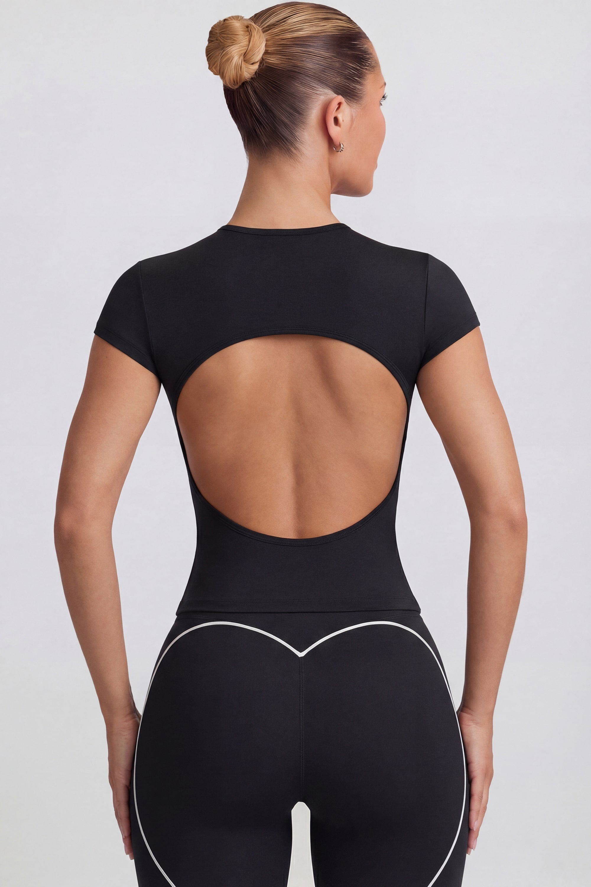 Cut-Out Longline T-Shirt in Black