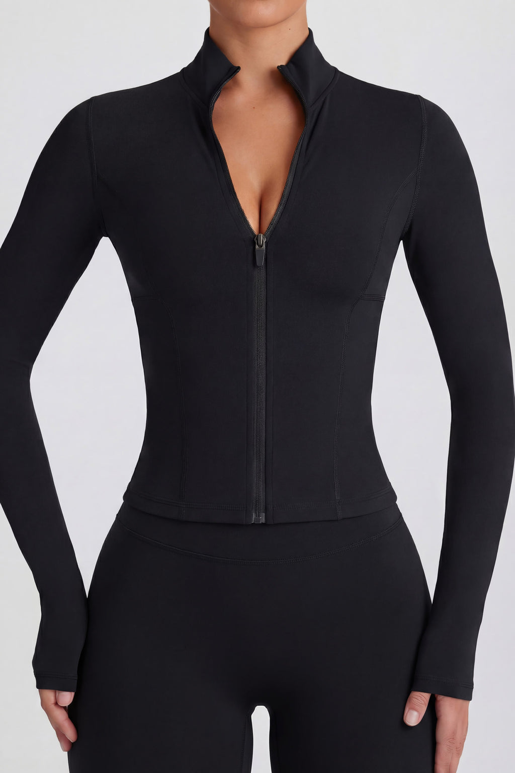 Soft Active Zip-Up Jacket in Black