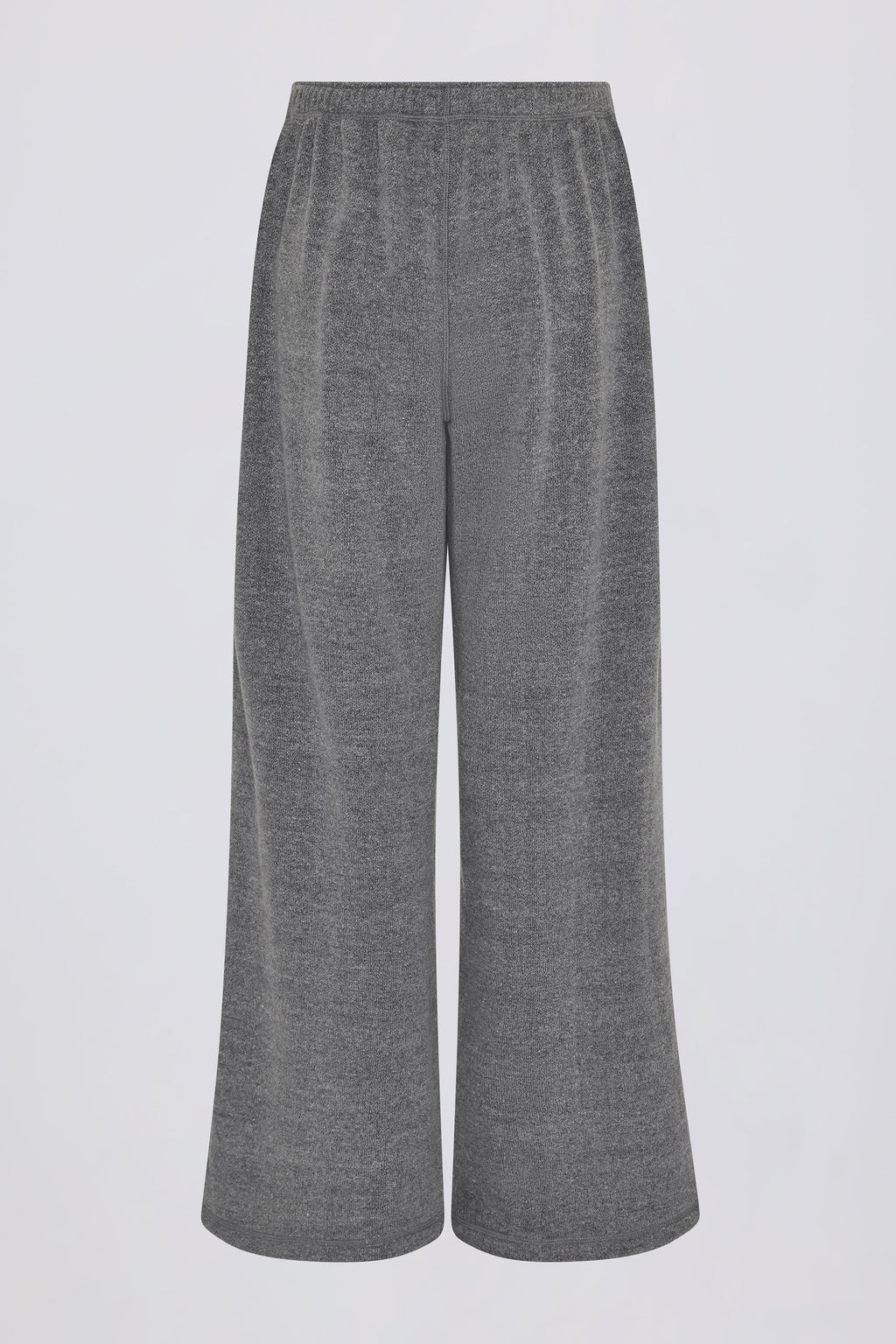 Textured Cotton Button Low-Rise Wide-Leg Joggers in Dark Grey