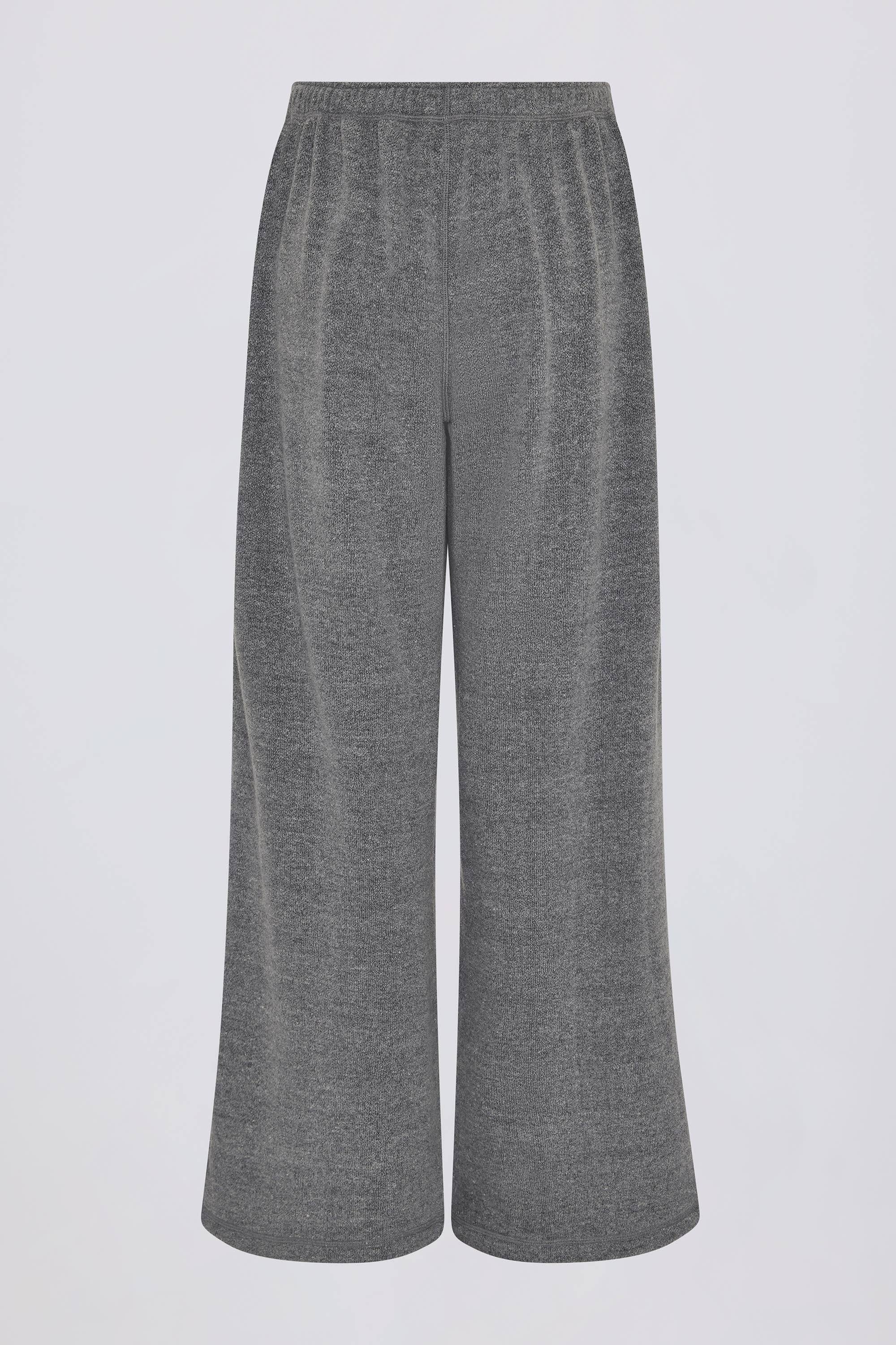 Textured Cotton Button Low-Rise Wide-Leg Joggers in Dark Grey