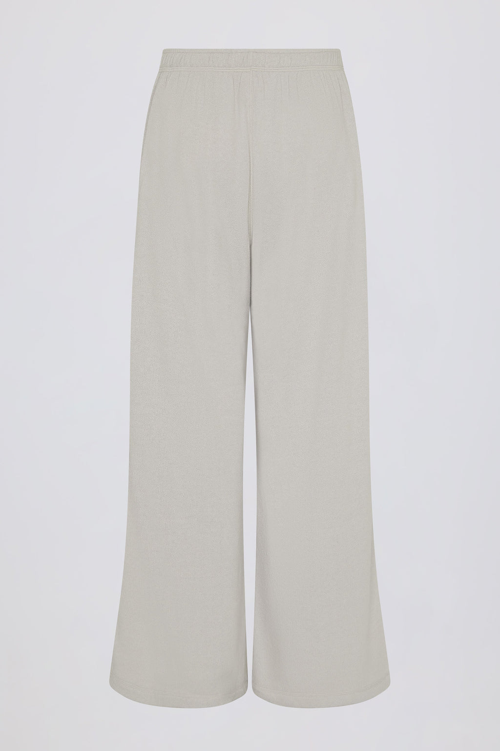 Textured Cotton Button Low-Rise Wide-Leg Joggers in Light Grey
