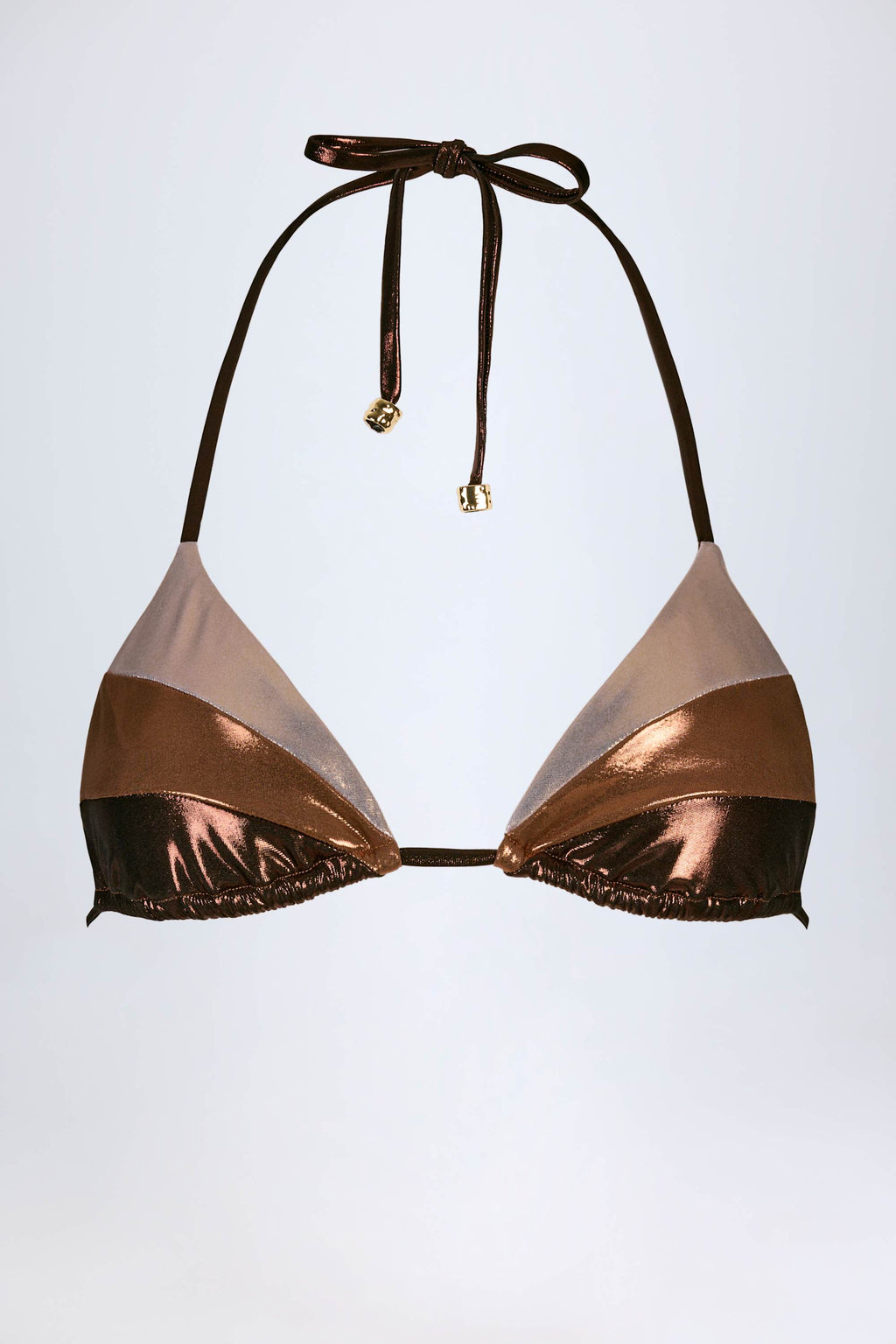 Panelled Bikini Bra in Bronze Gold