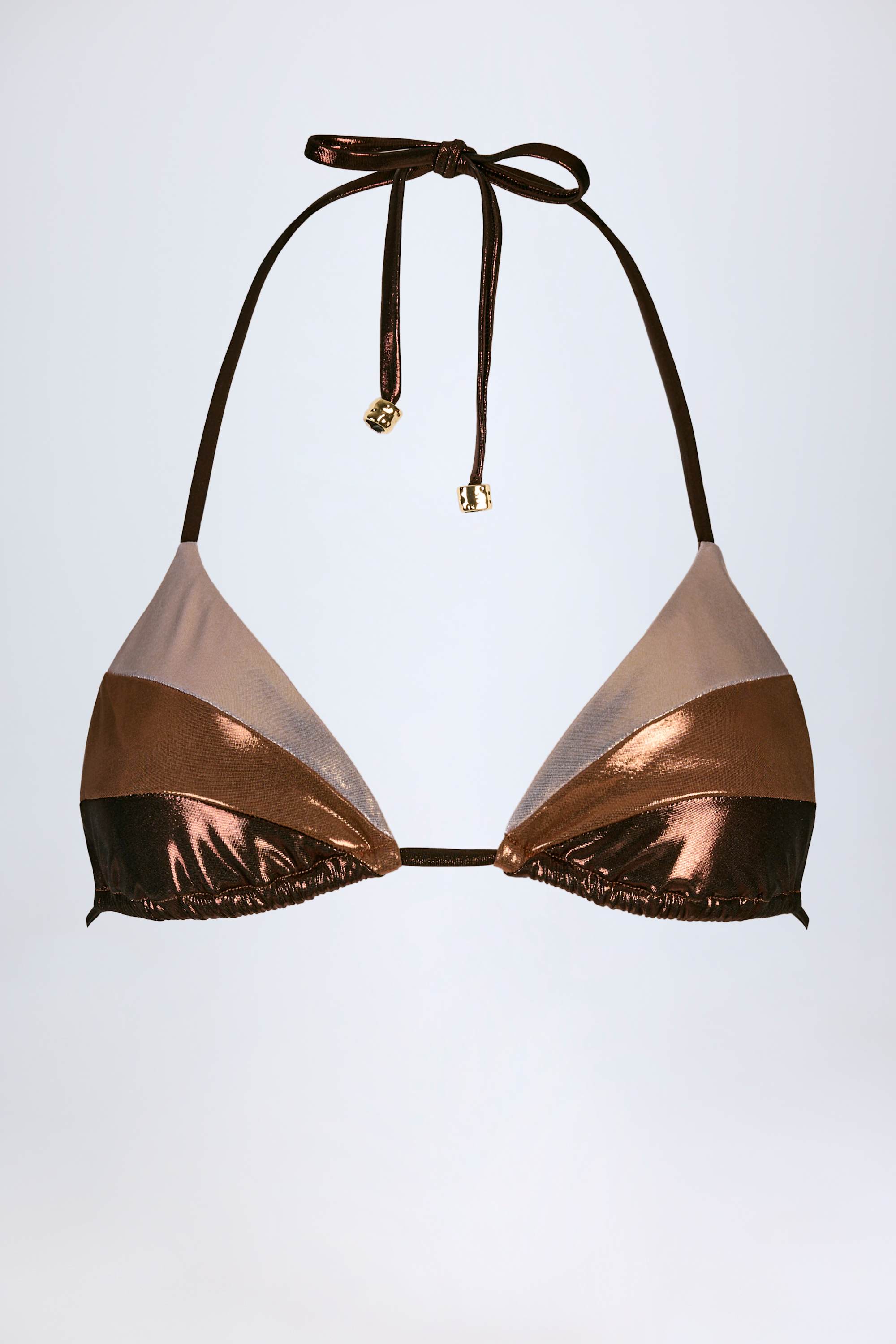 Panelled Bikini Bra in Bronze Gold