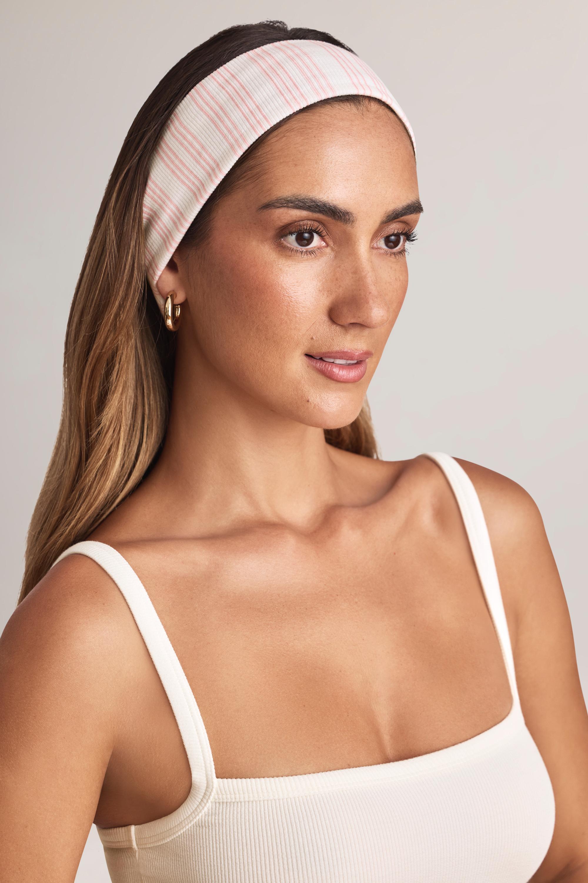Modal Ribbed Headband in Stripe Print