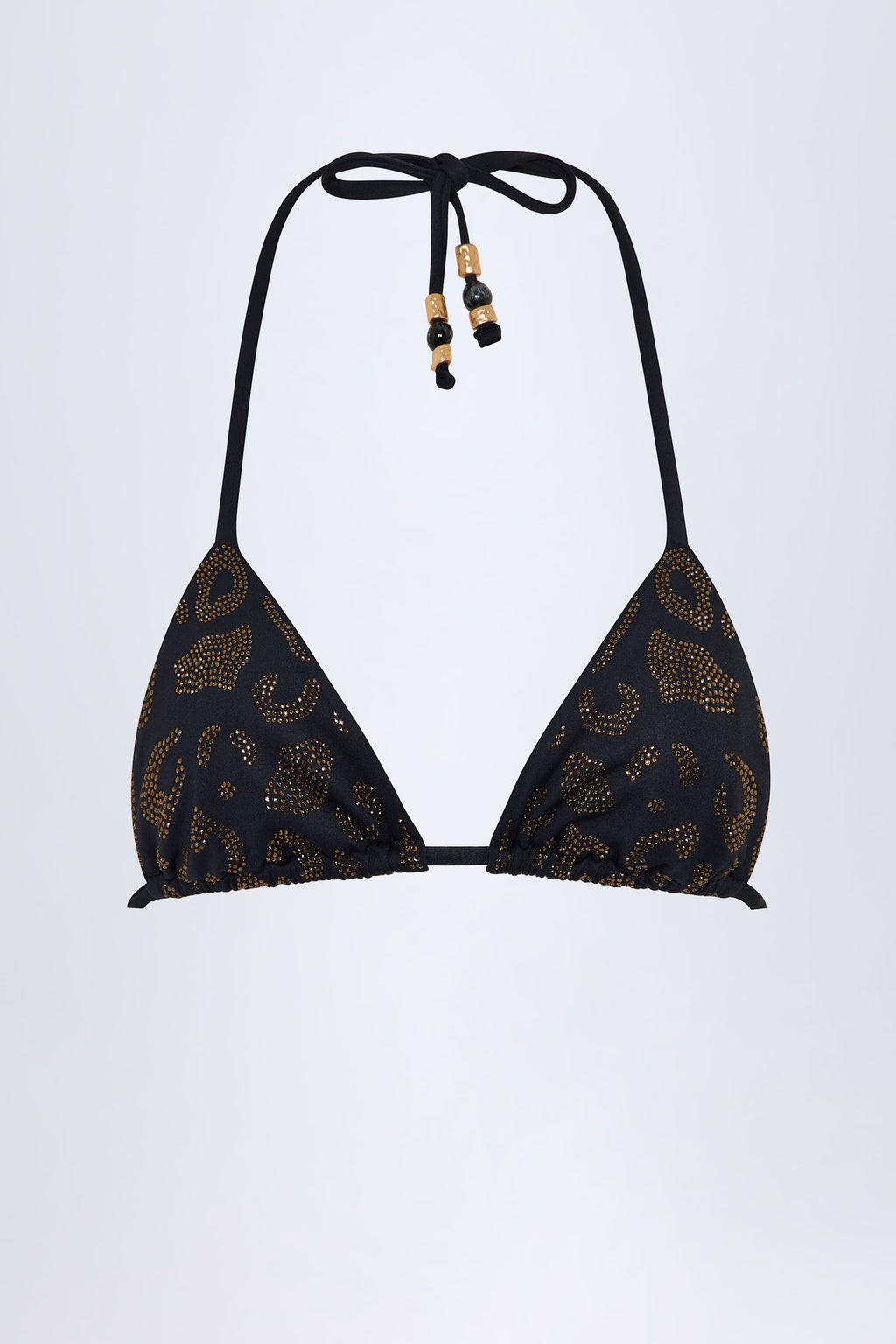Charm-Detail Triangle Bikini Top in Black