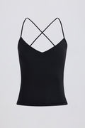 Cross-Back Tank Top in Black