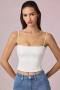 Modal Broderie Anglaise Camisole Top in White