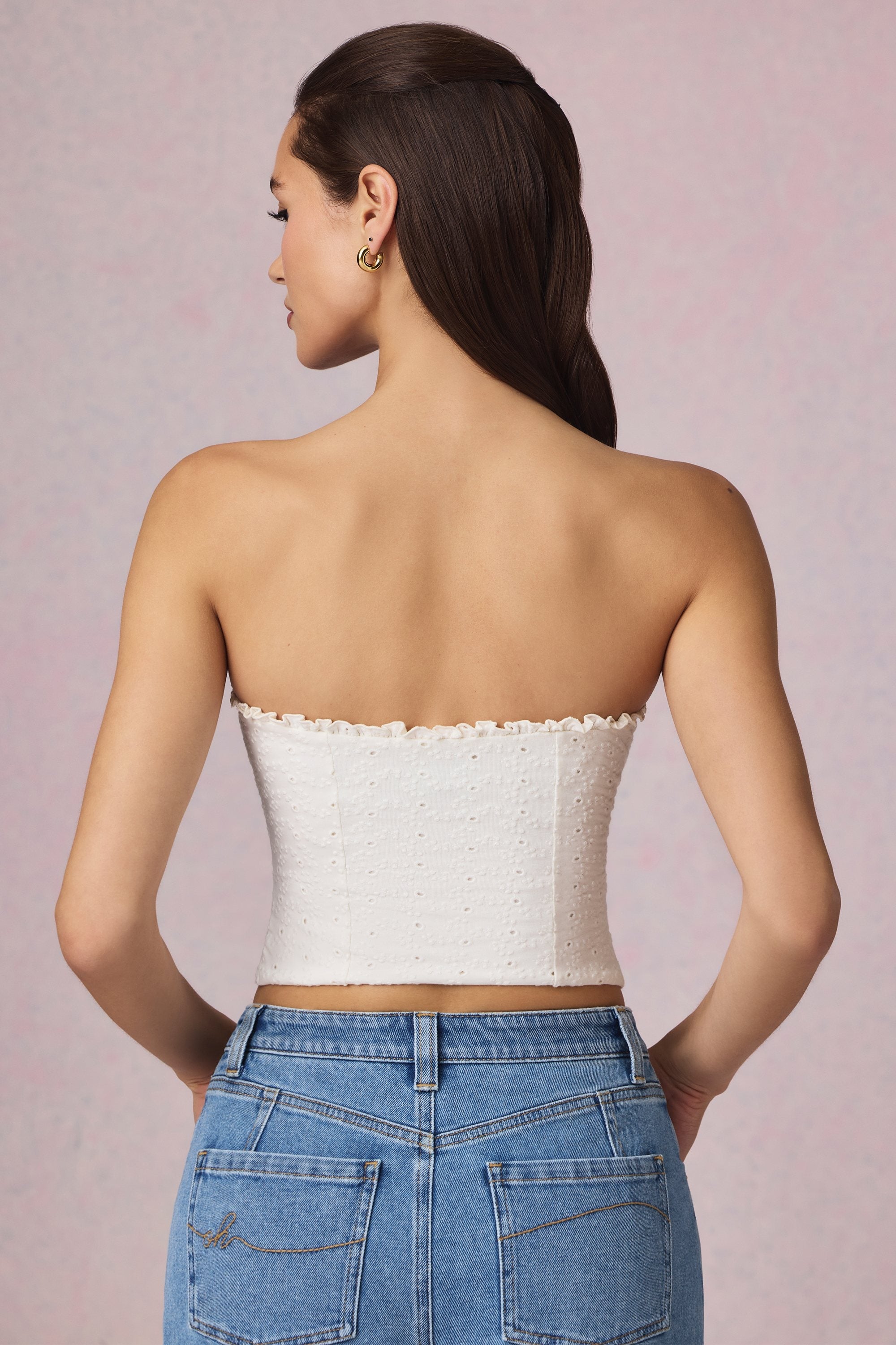 Modal Broderie Anglaise Camisole Top in White