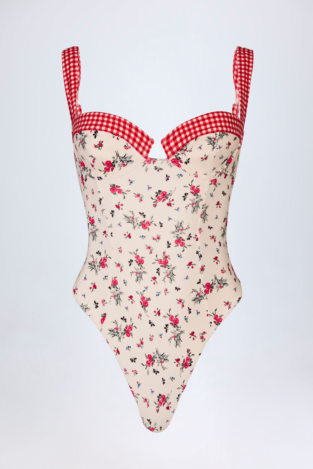 Underwired Balconette Swimsuit in Red Floral
