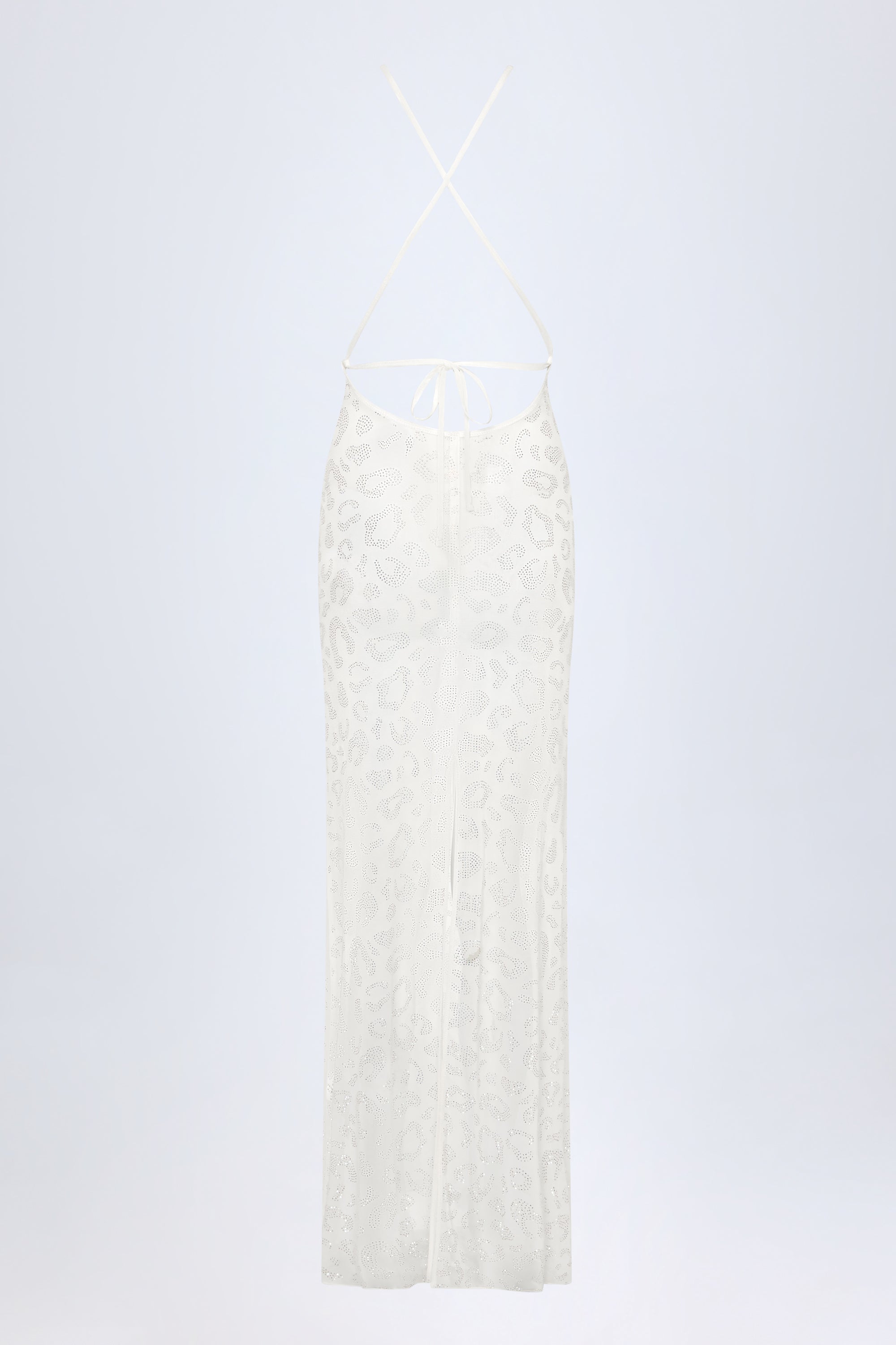 Embellished Backless Maxi Dress in White
