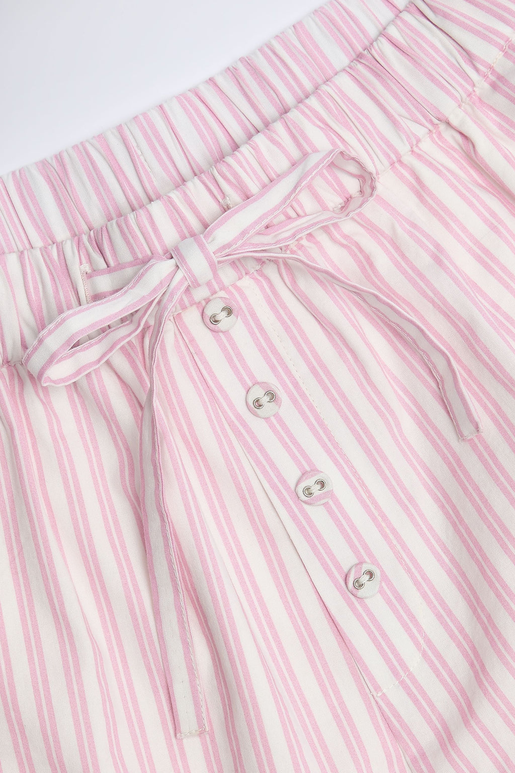 Mid-Rise Cotton-Poplin Shorts in Pink Stripe