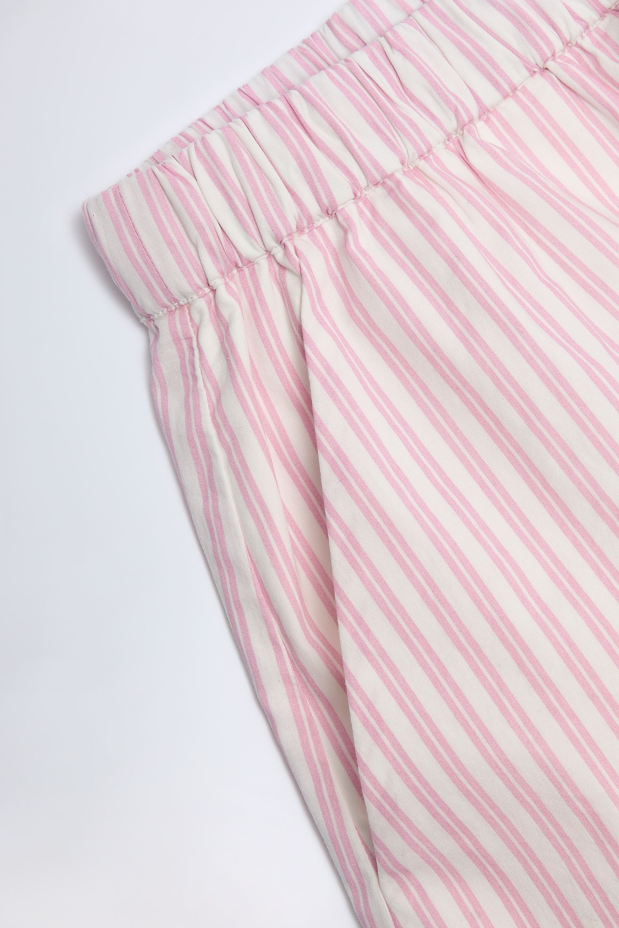 Mid-Rise Cotton-Poplin Shorts in Pink Stripe