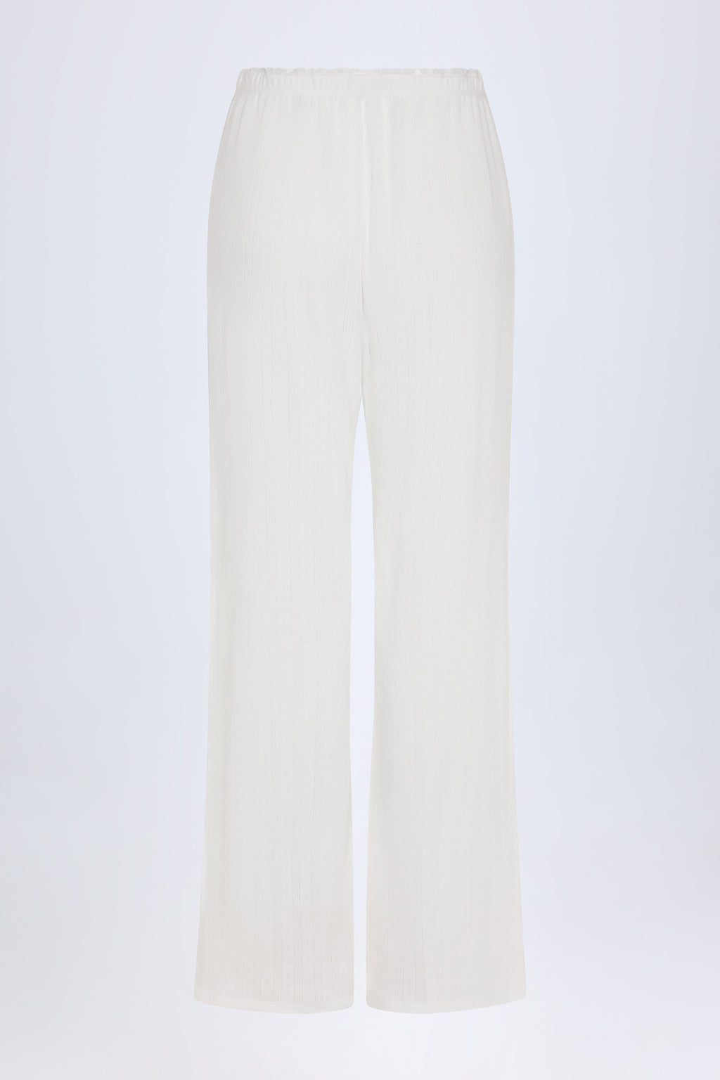 Pointelle Mid-Rise Straight-Leg Trousers in White
