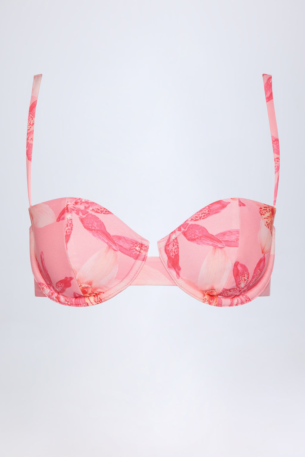 Underwired Balconette Bikini Top in Pink Orchid Print