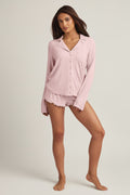 Modal Long-Sleeve Pyjama Top in Baby Pink