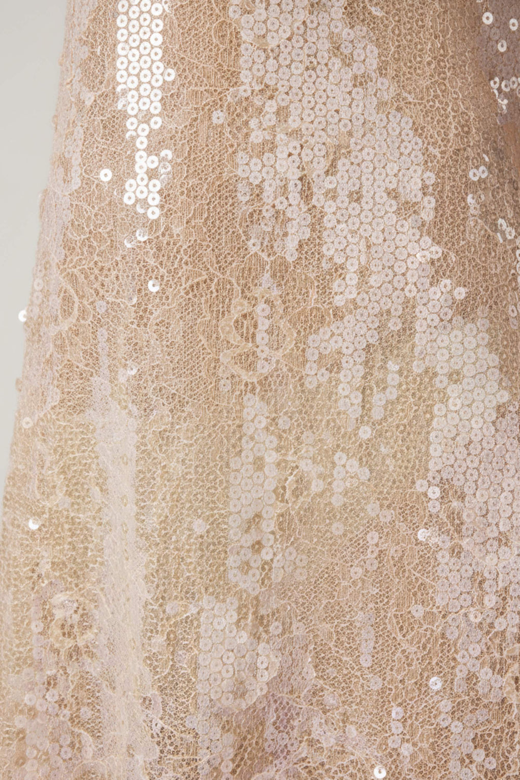 Embellished V-neck Lace Mini Dress in Pale Peach
