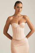 Lace-Up Corset Top in Beige Gold
