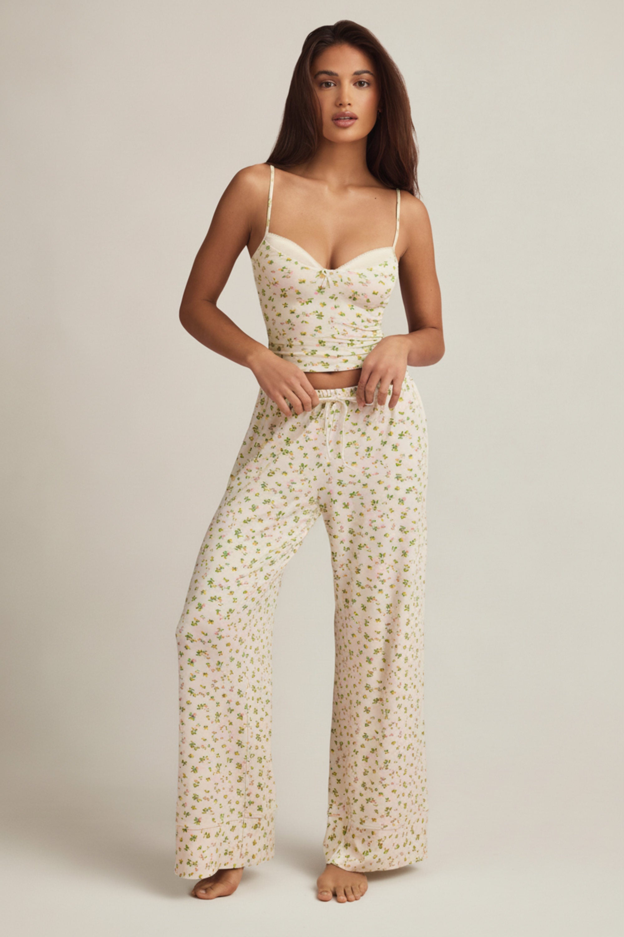 Modal Camisole Pyjama Top in Lemon Print