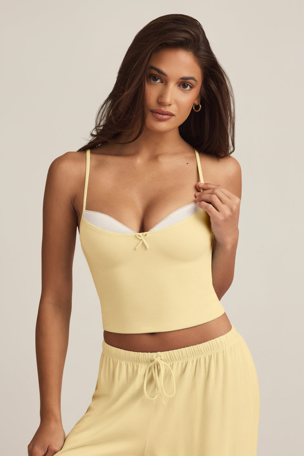 Modal Camisole Pyjama Top in Pastel Yellow