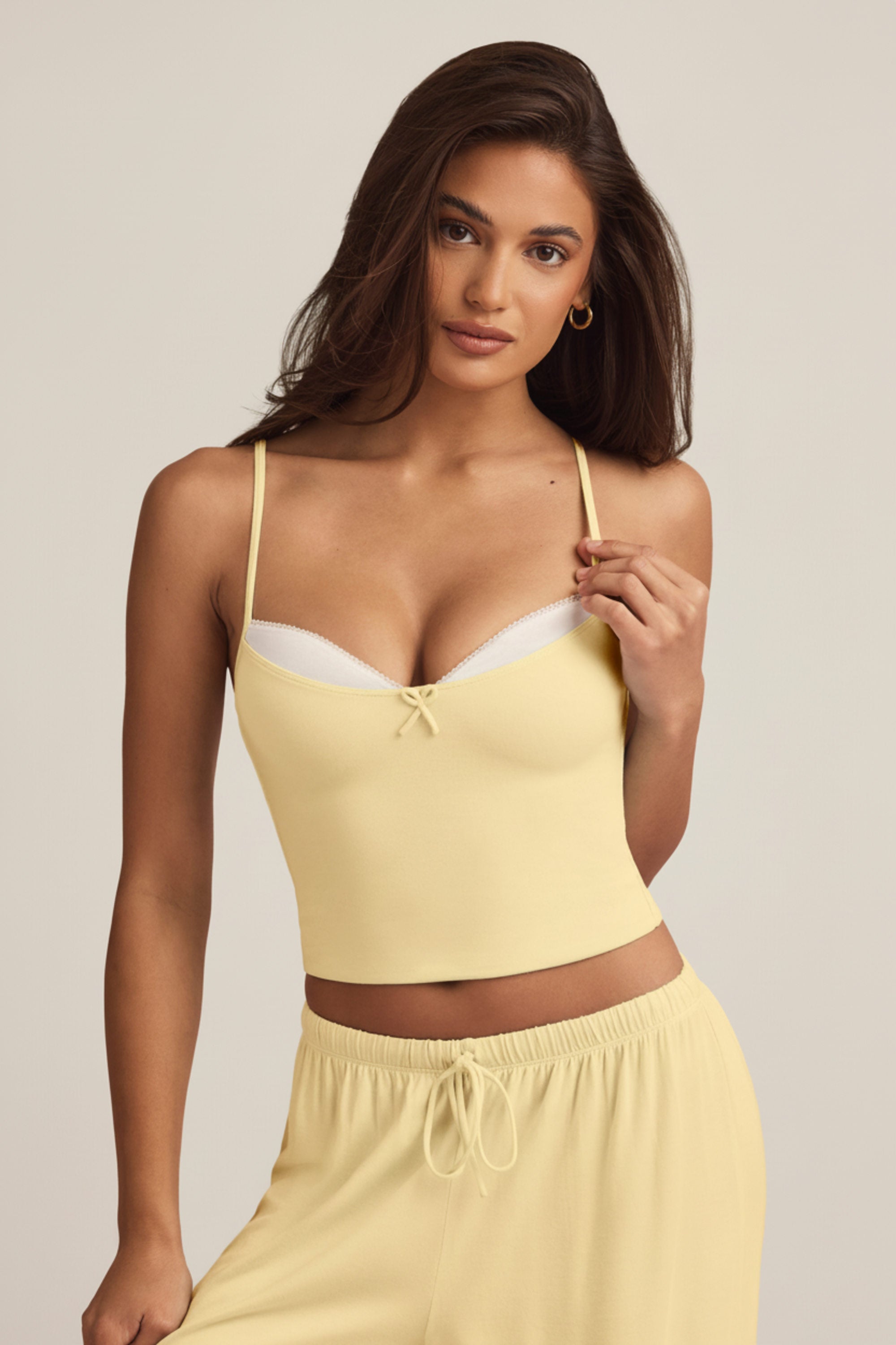 Modal Camisole Pyjama Top in Pastel Yellow