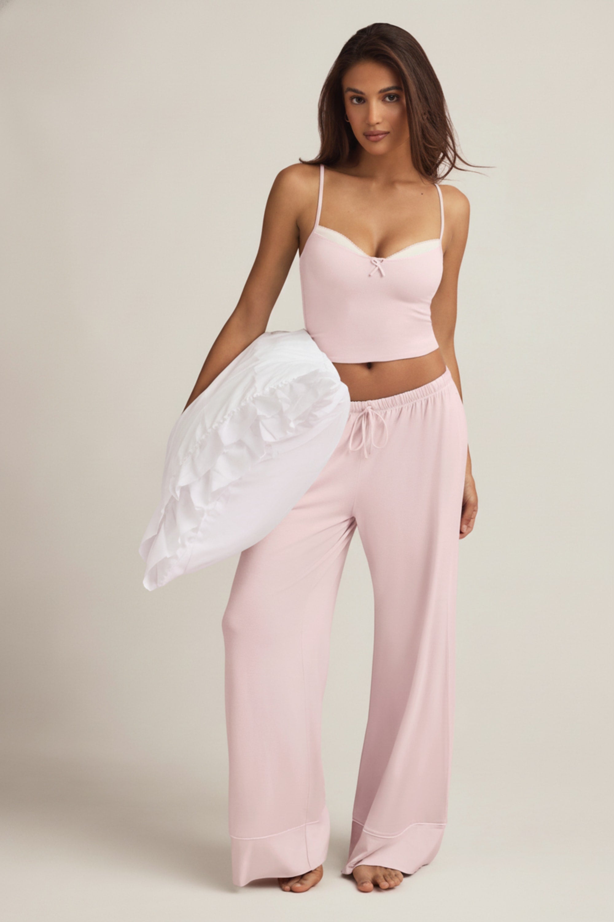 Modal Mid-Rise Pyjama Trousers in Baby Pink