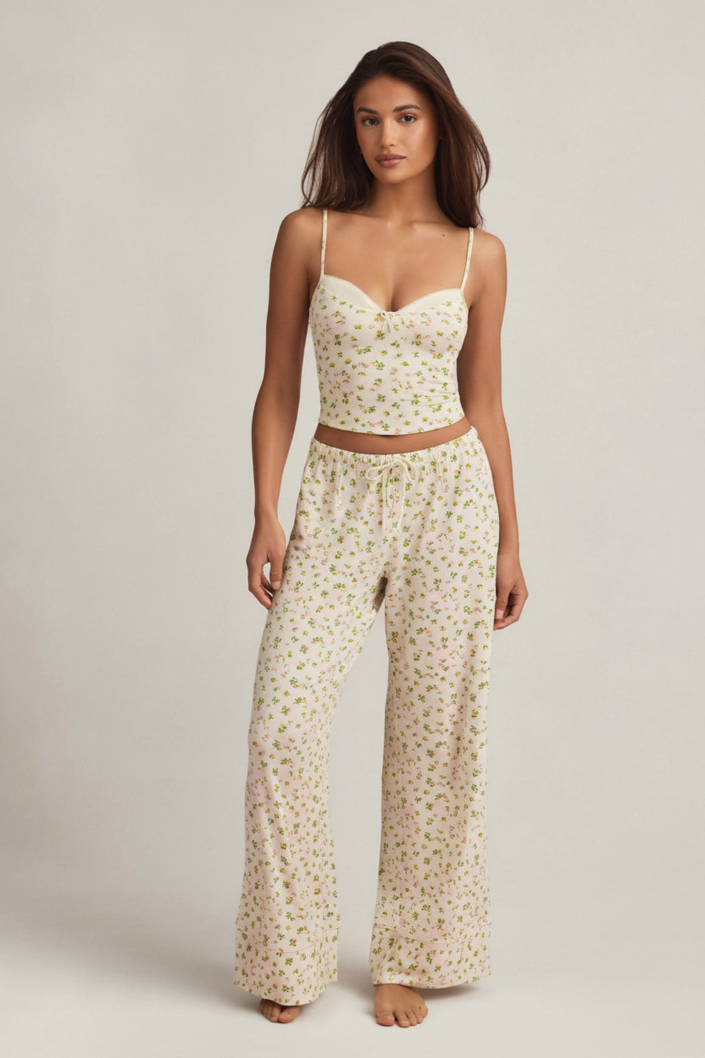 Modal Mid-Rise Pyjama Trousers in Lemon Print