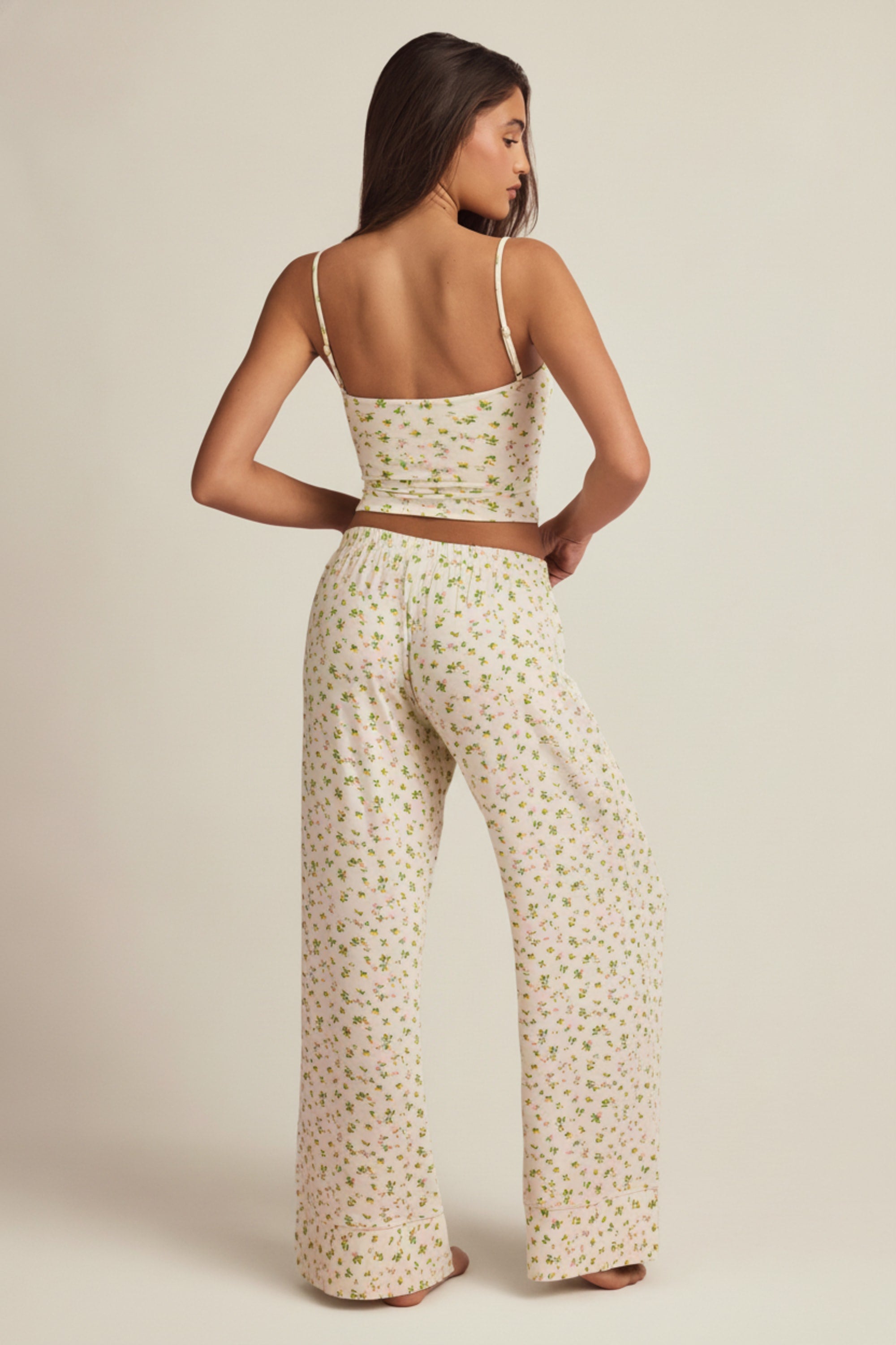 Modal Mid-Rise Pyjama Trousers in Lemon Print