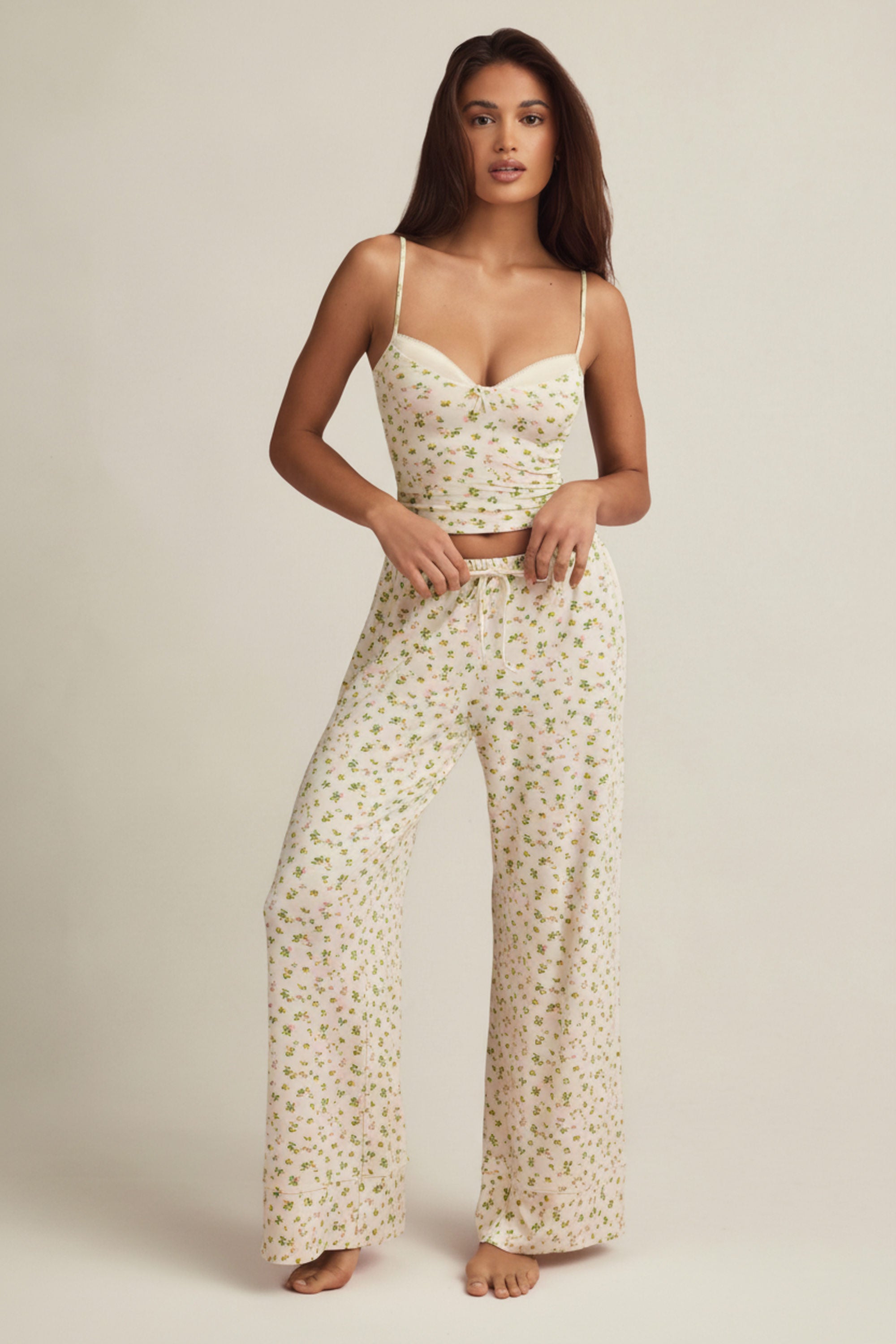 Modal Mid-Rise Pyjama Trousers in Lemon Print