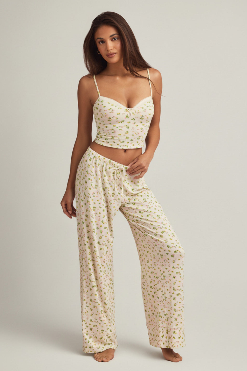 Modal Mid-Rise Pyjama Trousers in Lemon Print