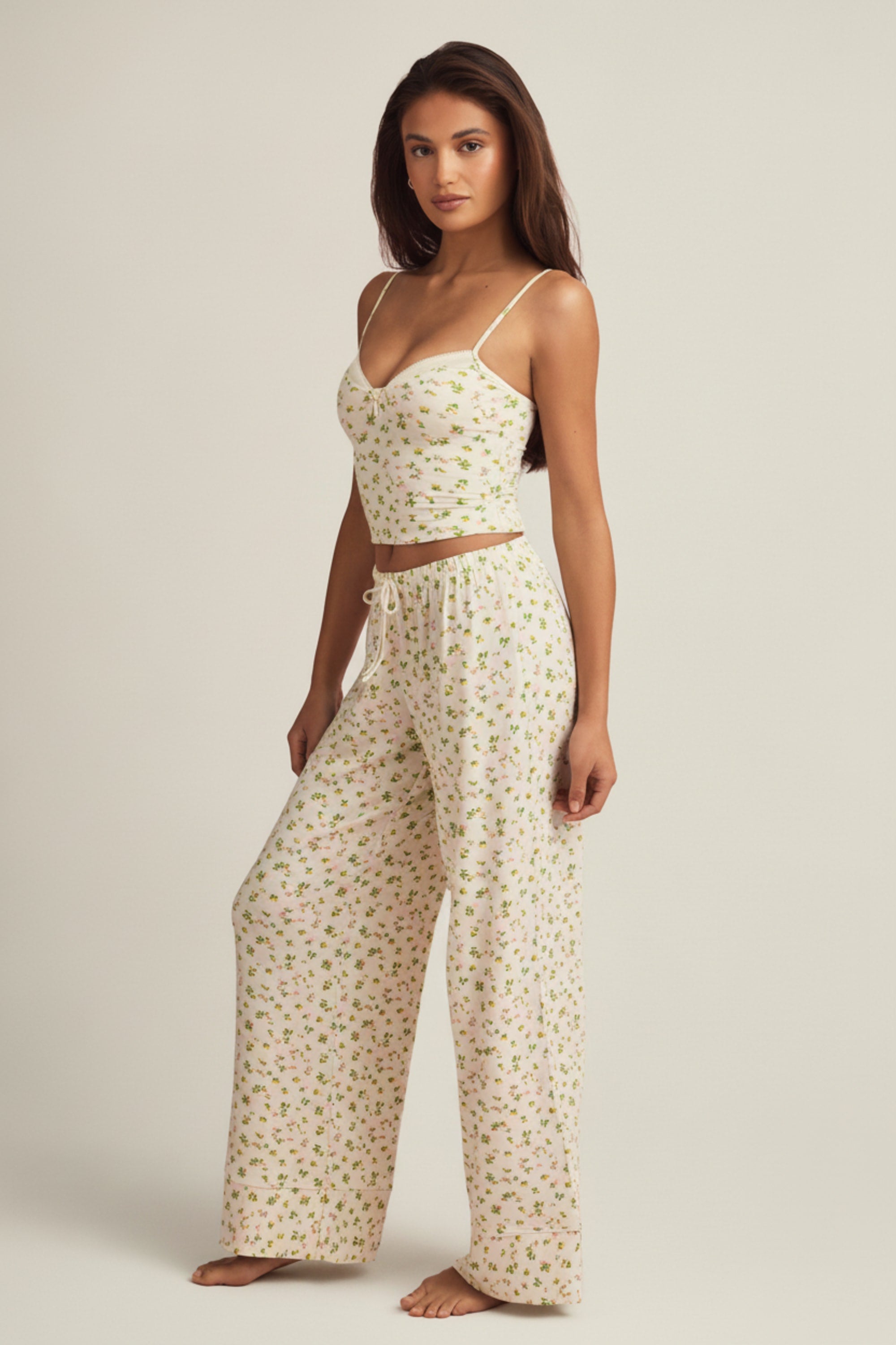 Modal Mid-Rise Pyjama Trousers in Lemon Print