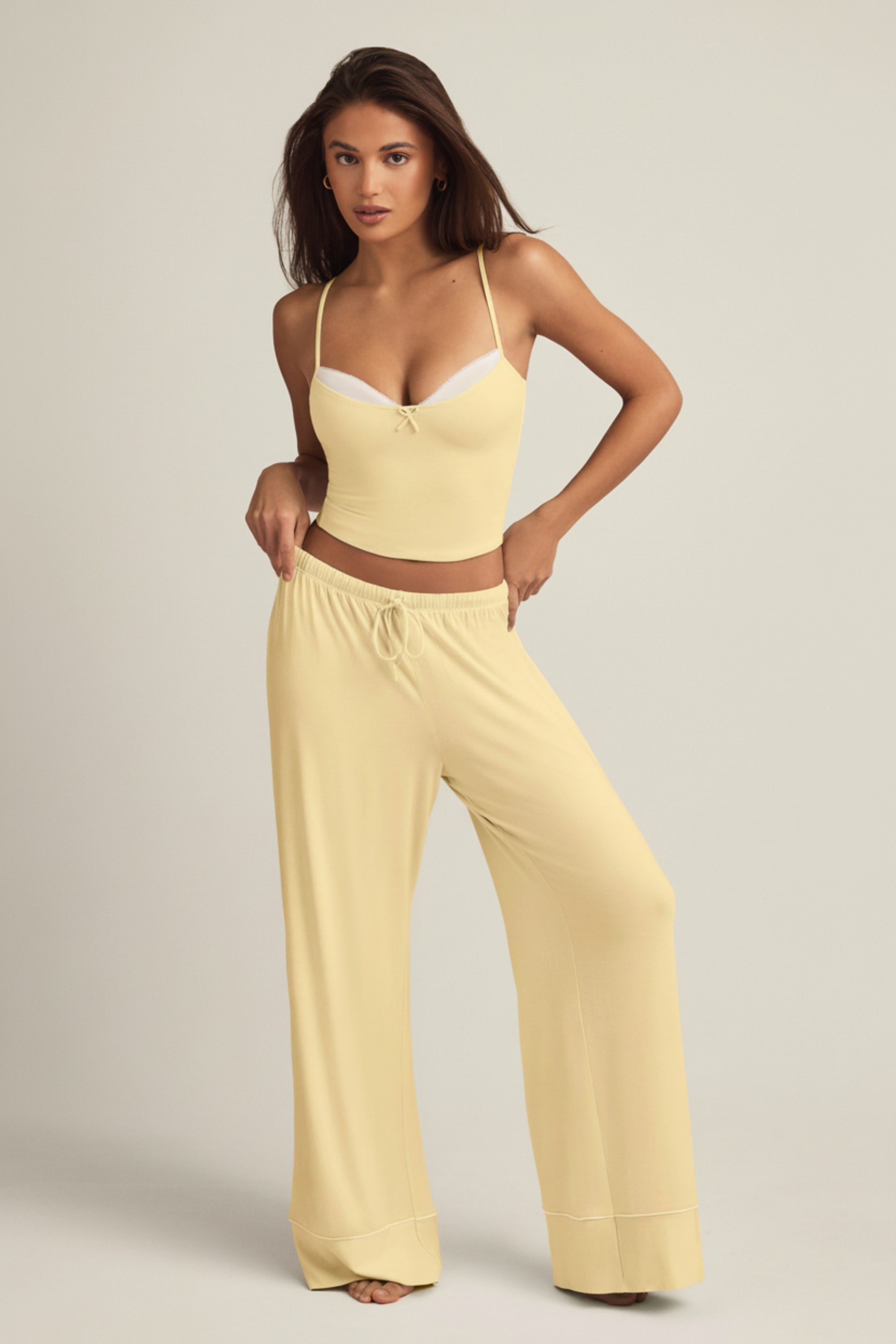 Modal Mid-Rise Pyjama Trousers in Pastel Yellow