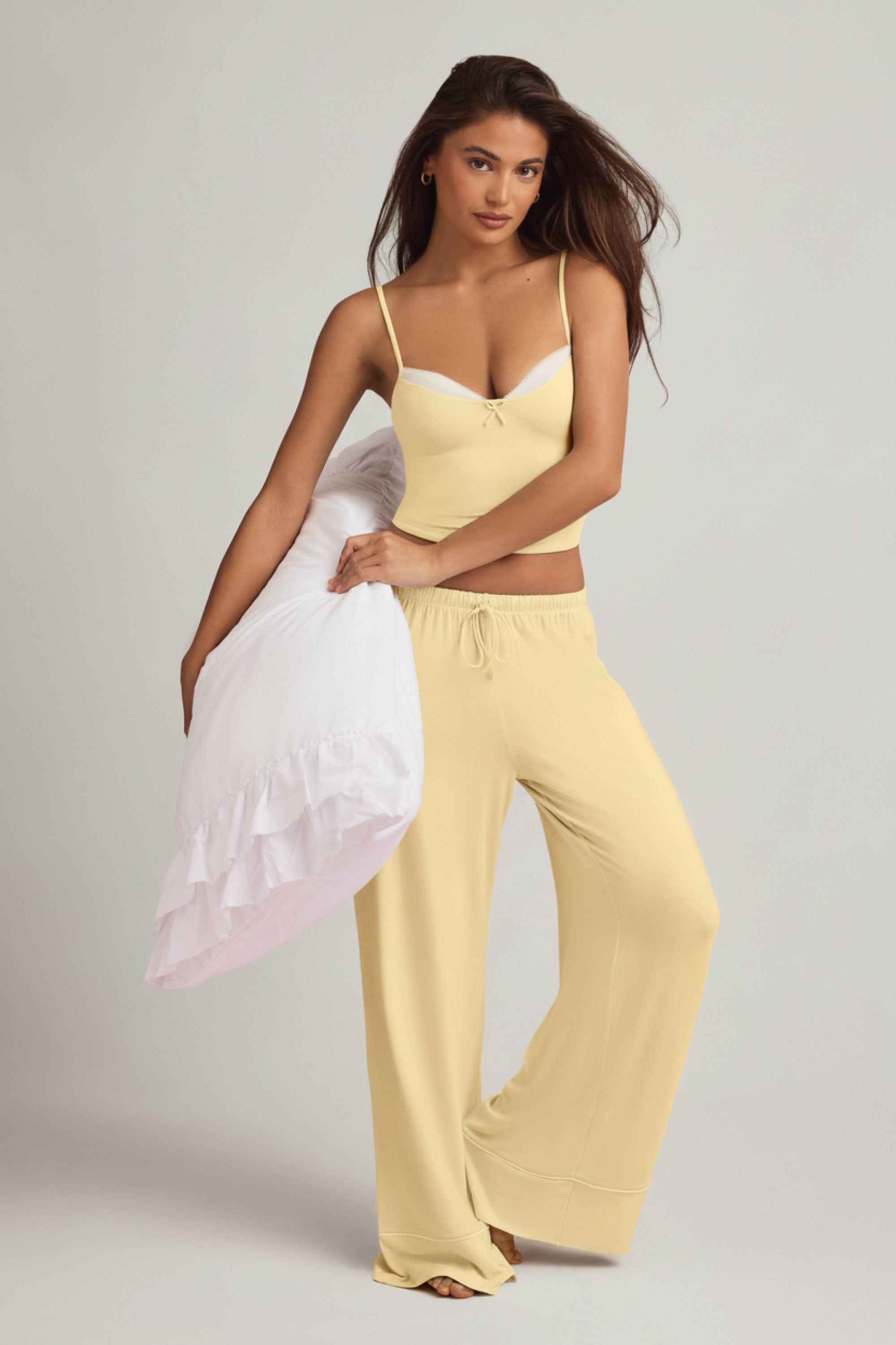 Modal Mid-Rise Pyjama Trousers in Pastel Yellow