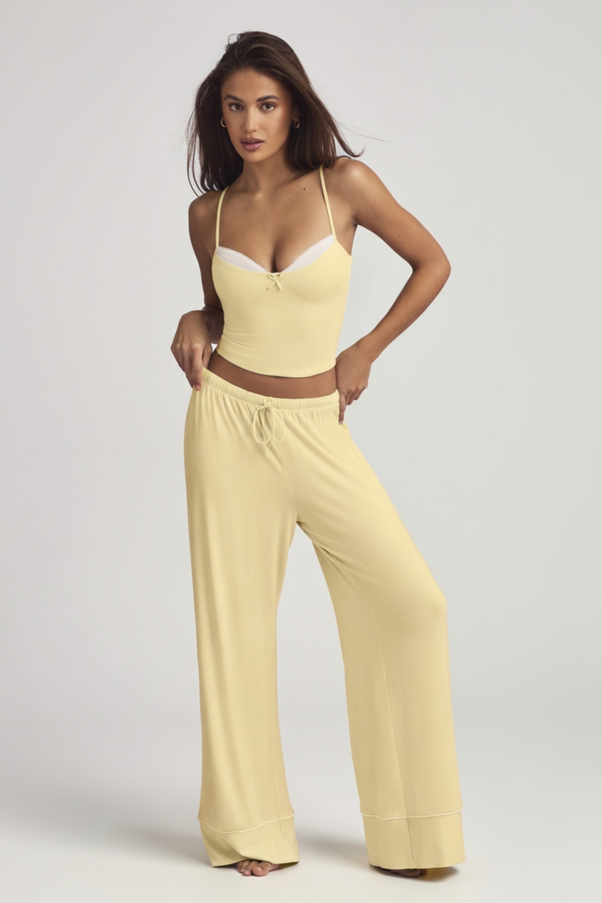 Modal Mid-Rise Pyjama Trousers in Pastel Yellow