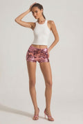 Sequin-Embellished Mini Shorts in Pink